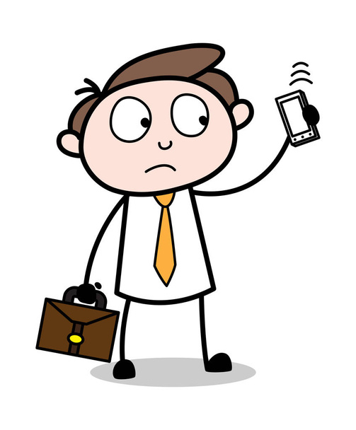 Tracking with Device - Office Businessman Employee Cartoon Vecto - Vector, Image