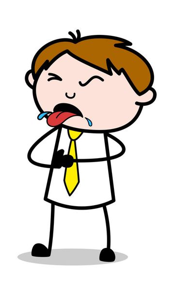 Vomiting - Office Salesman Employee Cartoon Vector Illustration - Vector, Image