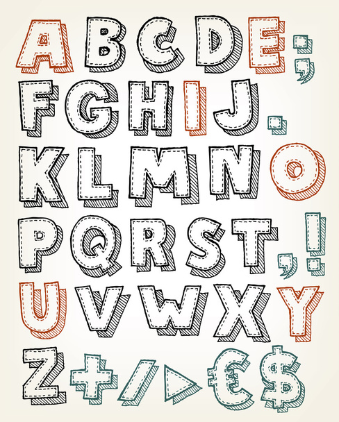 Hand Drawn ABC Elements - Vector, afbeelding