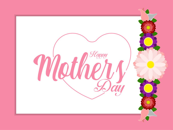 Greeting card for Mother day with flowers and text - Vektör, Görsel