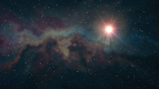 Одинокая большая звезда сияет в мягкой туманности звезд ночного неба иллюстрации фон нового качества природа живописные прохладные красочные светлое изображение запаса
 - Фото, изображение