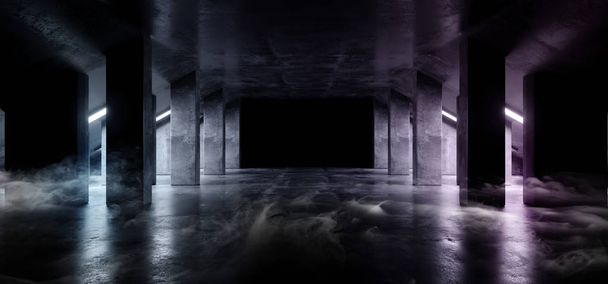 Duman Sci Fi Neon Modern Fütüristik Canlı Kızdırma Mor Mavi Las - Fotoğraf, Görsel