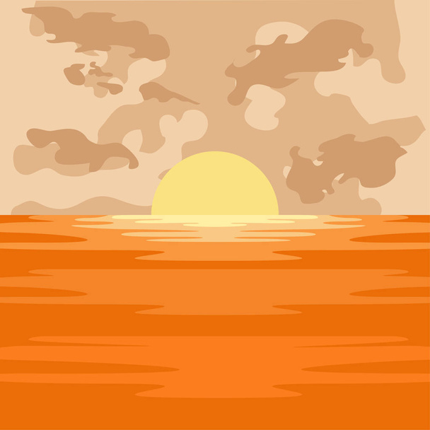 Isolated beautiful seascape with sunset illustration - Vektör, Görsel