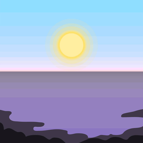 Isolated beautiful seascape with sunset illustration - Vector, imagen