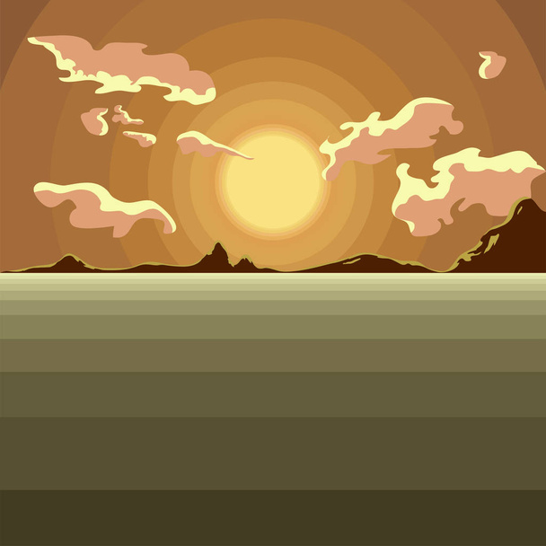 Isolated beautiful seascape with sunset illustration - Vector, imagen