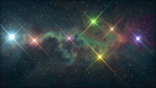 hét szivárvány színes csillag ragyog lágy köd éjszakai égbolt illusztráció háttér új minőségi természet festői hűvös színes szép fényt Stock Image - Fotó, kép