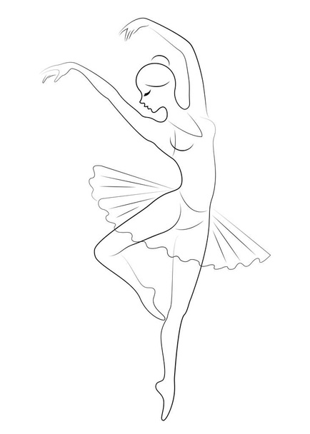Silhouette of a cute lady, she is dancing ballet. The girl has a beautiful figure. Woman ballerina. Vector illustration. - Вектор,изображение