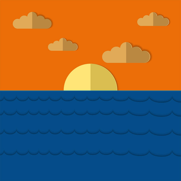 Isolated beautiful seascape with sunset illustration - Вектор, зображення