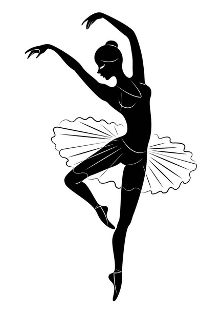 Silueta de una linda dama, ella está bailando ballet. La chica tiene una figura hermosa. Bailarina. Ilustración vectorial
. - Vector, Imagen