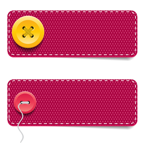 Vector denim fabric rectangular colorful badges set with buttons - Вектор,изображение