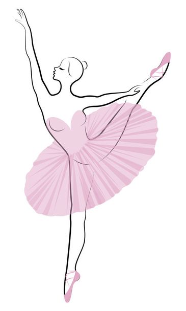 Sziluettje egy aranyos hölgy, ő táncoló balett. A lány egy szép alak. Nő balerina. Vektoros illusztráció. - Vektor, kép