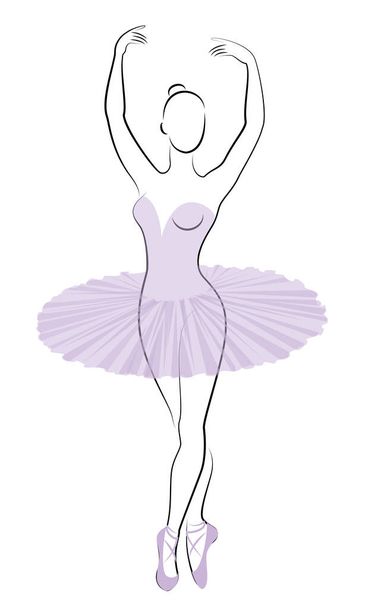 Silhouette of a cute lady, she is dancing ballet. The girl has a beautiful figure. Woman ballerina. Vector illustration. - Vector, Image