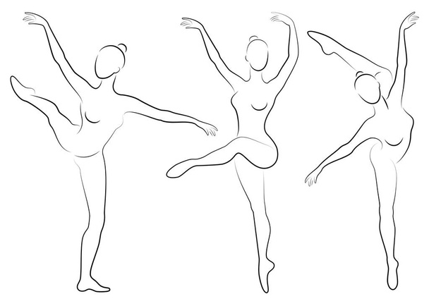 Collezione. Silhouette di una signora carina, lei sta ballando balletto. La ragazza ha una bella figura sottile. Una ballerina. Insieme illustrazione vettoriale
 - Vettoriali, immagini