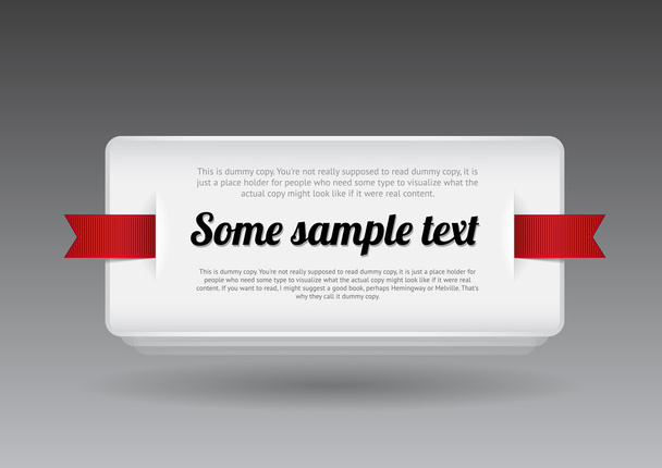 διανυσματικό άσπρα πλαστικά σήμα - banner με κόκκινες κορδέλες - Διάνυσμα, εικόνα