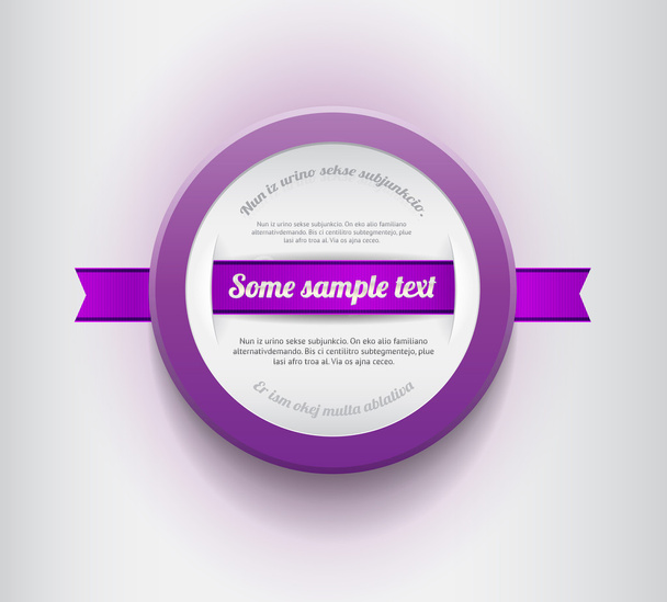 White - purple vector round plastic badge with purple ribbon - Vektor, kép