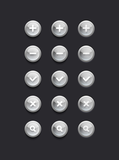 灰色の光沢のあるベクトルのセット丸い web ボタン - ベクター画像
