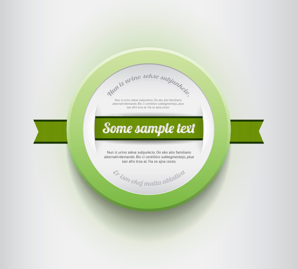 White - green vector round plastic badge with green ribbon - Vector, Image