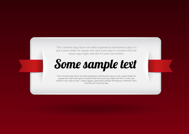 Insignia de plástico vector blanco - pancarta con cintas rojas
 - Vector, Imagen