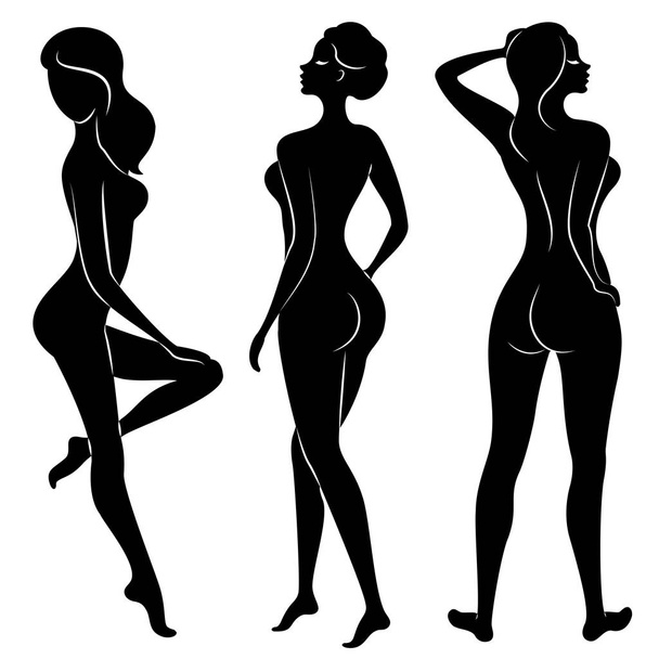 Sammlung. Silhouette einer süßen Dame. eine Frau ist ein sexy und schlankes Model. Reihe von Vektorillustrationen. - Vektor, Bild