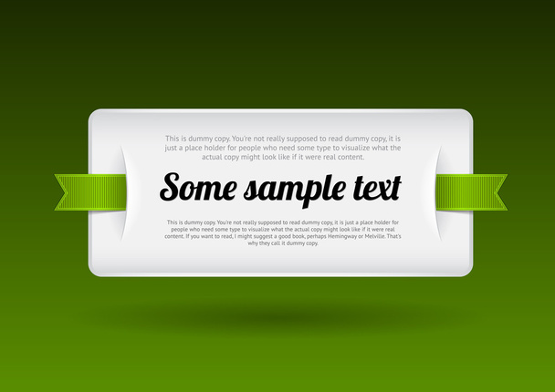 weiße Vektor-Plastikplakette - Banner mit grünen Bändern - Vektor, Bild