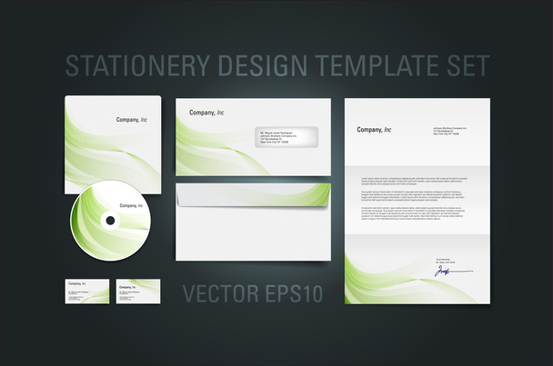 groene vector briefpapier ontwerpset sjabloon - Vector, afbeelding