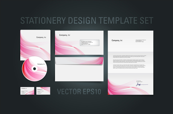 Pink vector stationery design template set - Vector, Image