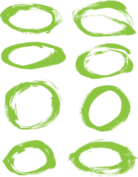 Zöld kézzel festett vektor absztrakt körök gyűjtemény - Vektor, kép