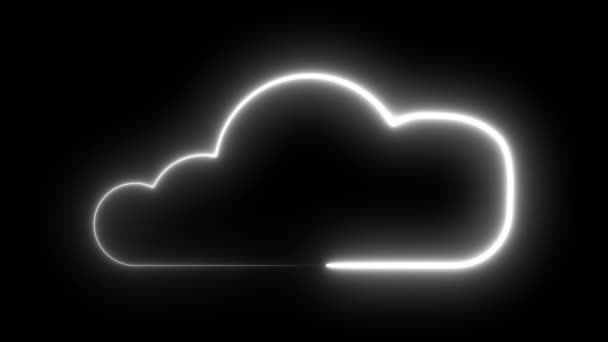Symbol mraku s neómickým osvětlením, s neoným světelním designem pro téma technologie mraků, 3D vykreslení - Záběry, video