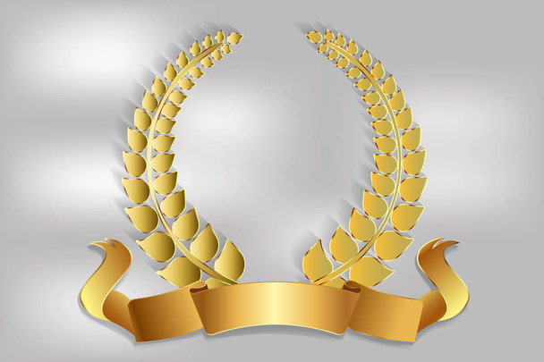 Logo dekorace zlatá vavřína věnec - Vektor, obrázek