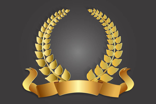 Gouden lauwerkrans decoratie logo - Vector, afbeelding