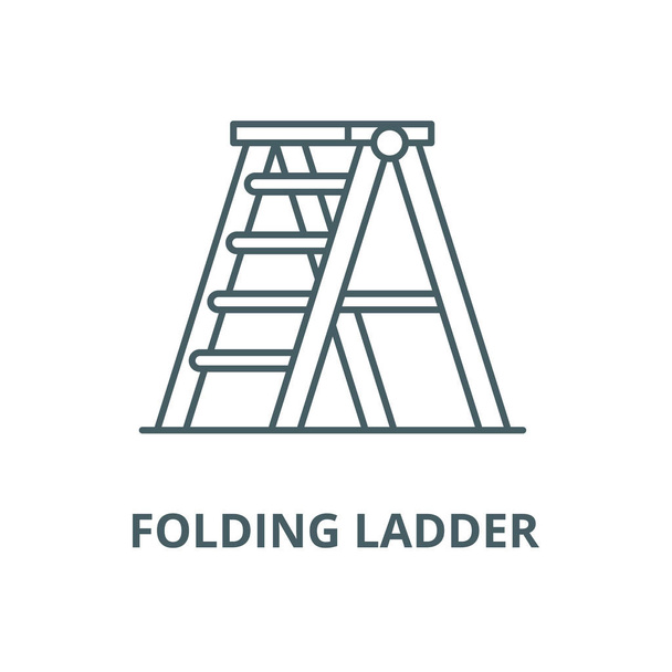 Folding ladder vector line icon, linear concept, outline sign, symbol - Вектор,изображение