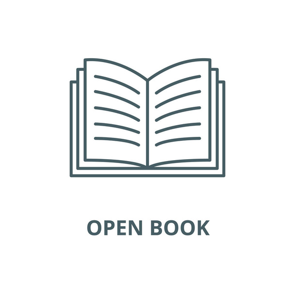 Abrir libro vector línea icono, concepto lineal, signo de contorno, símbolo
 - Vector, Imagen