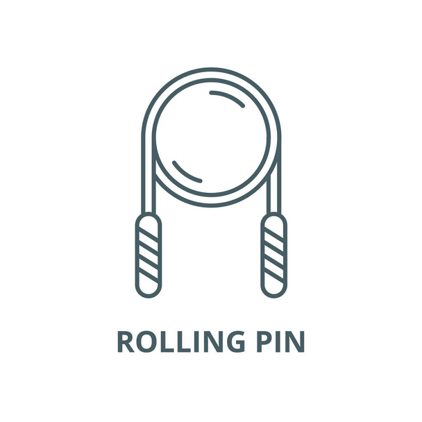 Rolling pin vector line icon, linear concept, outline sign, symbol - Vector, imagen
