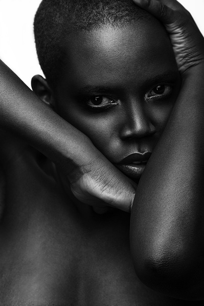 Black African young sexy fashion model studio portrait isolated - Photo, Image