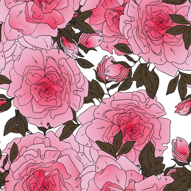 διανυσματικά γραφικά χωρίς ραφή πρότυπο του ροζ τριαντάφυλλα - Διάνυσμα, εικόνα
