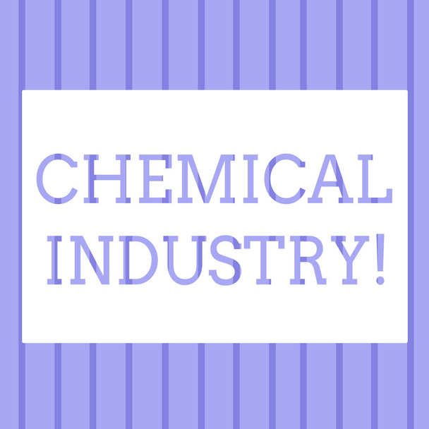 Tekst pisania słów Przemysł chemiczny. Koncepcja biznesowa obejmuje firmy, które produkują chemikalia przemysłowe Wzór linii w Blue Straight Seamless Vertical Stripes zdjęcie tło. - Zdjęcie, obraz
