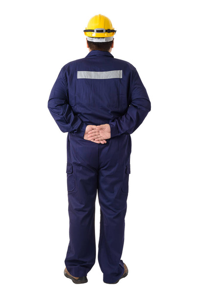 Full body portrait of a worker in Mechanic Jumpsuit isolated on  - Zdjęcie, obraz