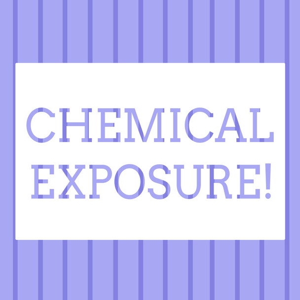Word writing text Chemical Exposure. Business concept for Touching, breathing, eating or drinking harmful chemicals Pattern of Lines in Blue Straight Seamless Vertical Stripes photo Backdrop. - Photo, Image