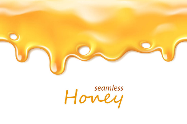 Seamless dripping honey repeatable isolated on white background - Vector, Image