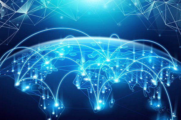 Abstrakt světové sítě, Internet a globální připojení - Vektor, obrázek