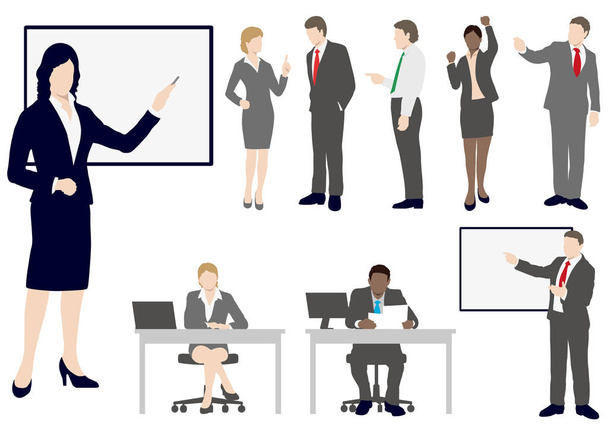 Conjunto de gente de negocios en estilo plano, ilustración vectorial
.  - Vector, Imagen