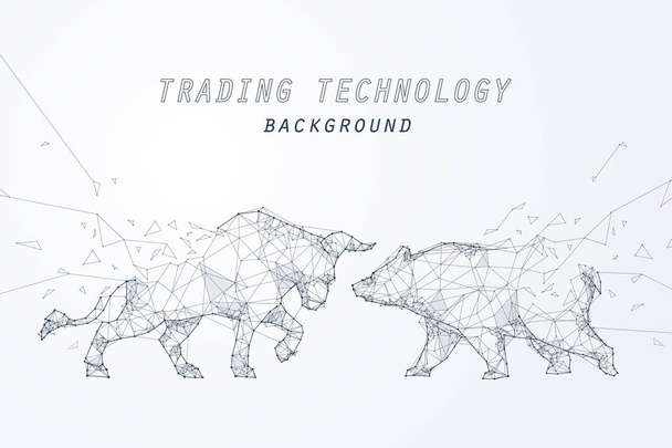 Wire frame bearish and bullish trend, technology trading - Vector, Image