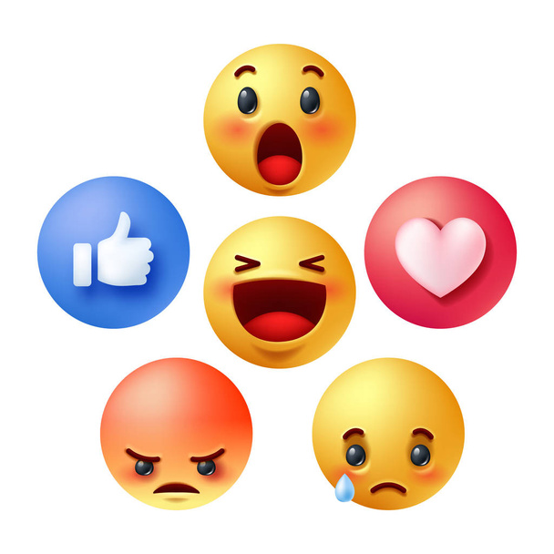 Set di emoticon di reazione sui social media 3D
 - Vettoriali, immagini
