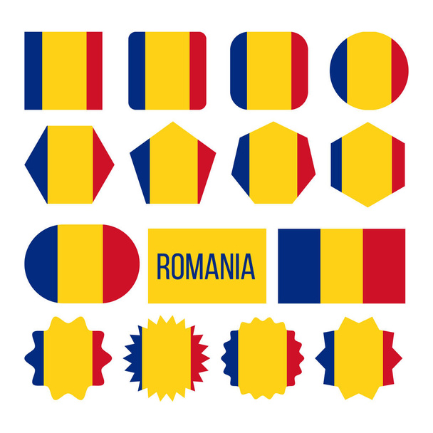 Румунія прапор колекції малюнок ікони набір вектор - Вектор, зображення