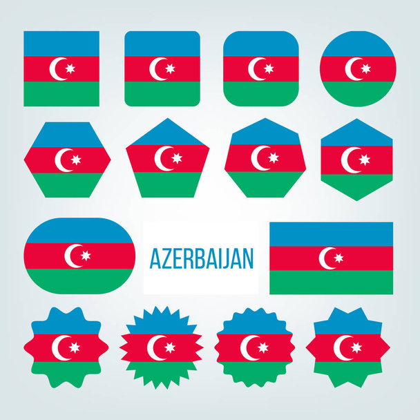 Colección Bandera de Azerbaiyán Figura Iconos Set Vector
 - Vector, Imagen