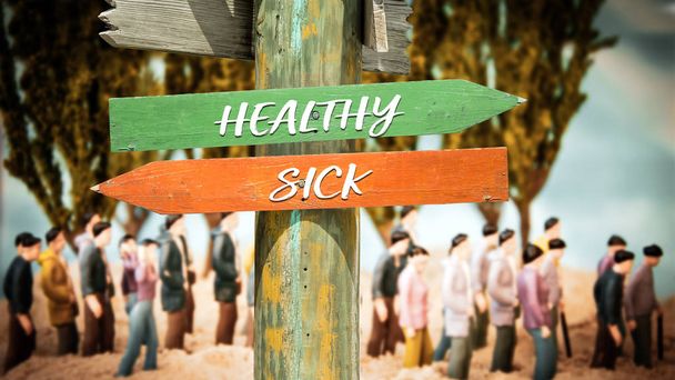 Street Sign to Healthy versus Sick - Photo, Image