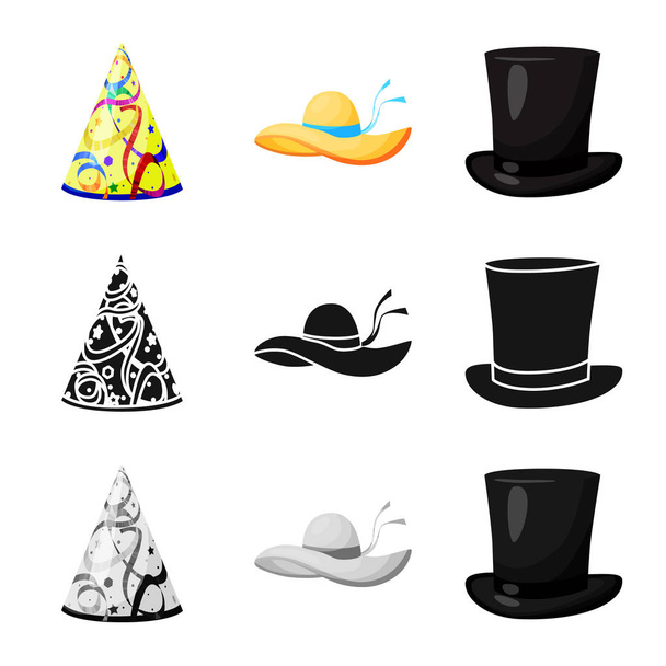 Vector design of clothing and cap sign. Collection of clothing and beret vector icon for stock. - Вектор,изображение