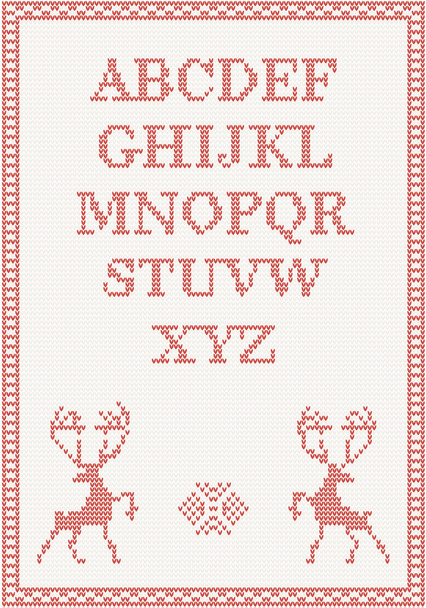 Red knitted alphabet - Διάνυσμα, εικόνα