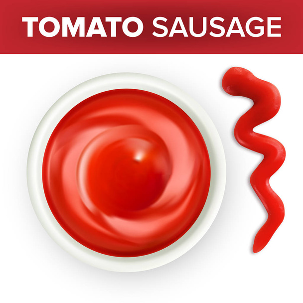 Schüssel Ketchup oder Tomatensauce mit Spritzvektor - Vektor, Bild