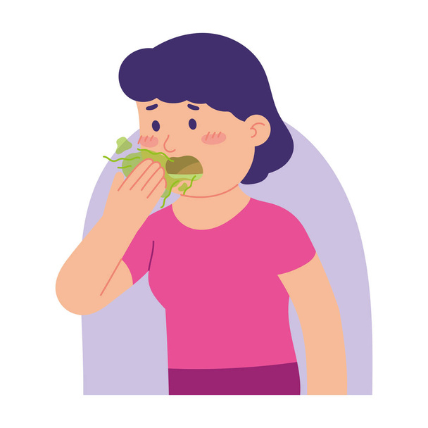 Woman with bad breath vector illustration  - Vector, Image